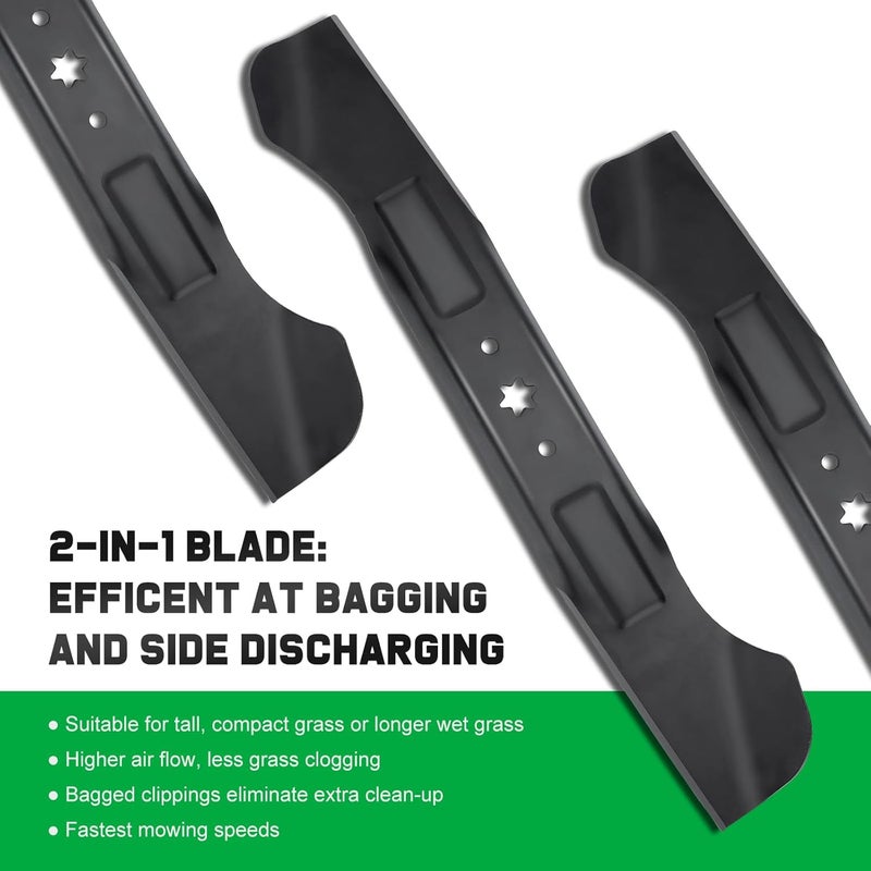 Grasscool 942-04244A Blades with 6-Star Mounting Pattern for Cub Cadet Enduro XT1-46 XT2-46 ZT1-46 LT46 LX46 LTX1045 LTX1046 RZT46 46 inch Zero Turn Lawn Tractor Mower Replace 942-04290 High-Lift - Image 4